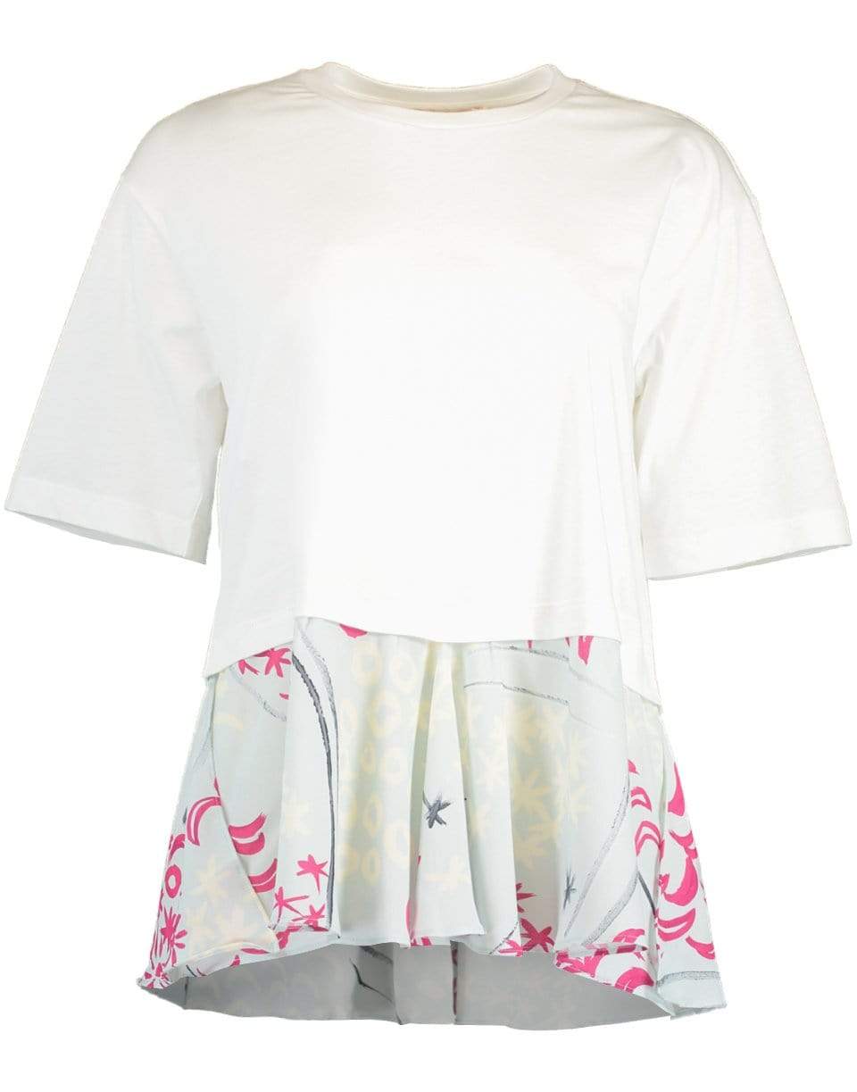 MARNI-Short Sleeve Crewneck Peplum T-Shirt-