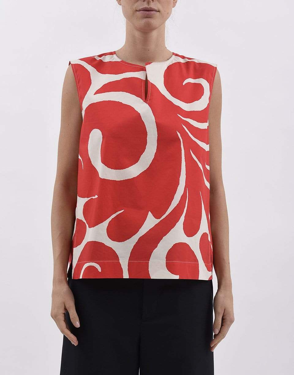 MARNI-Crimson Sleeveless Crewneck Printed Tank-