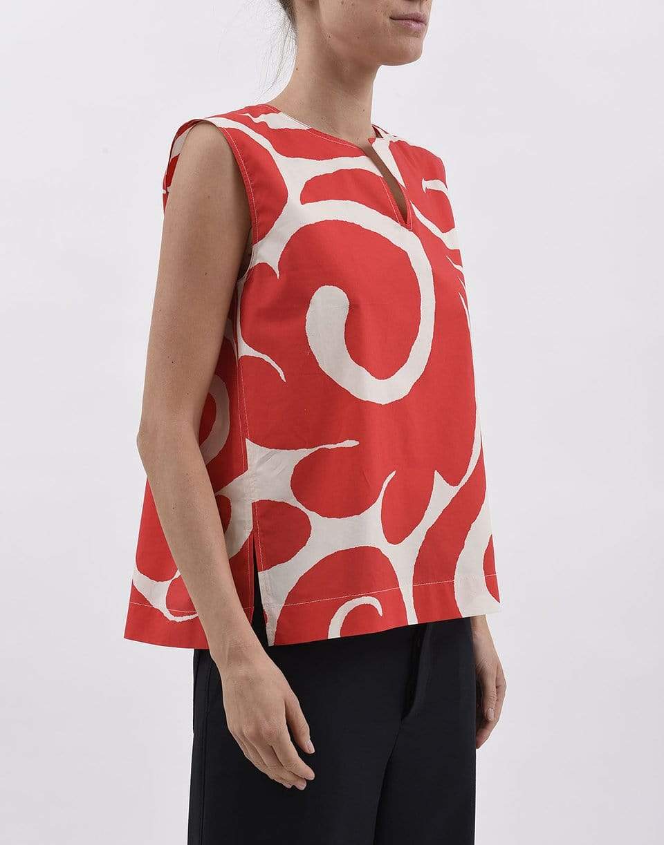 MARNI-Crimson Sleeveless Crewneck Printed Tank-