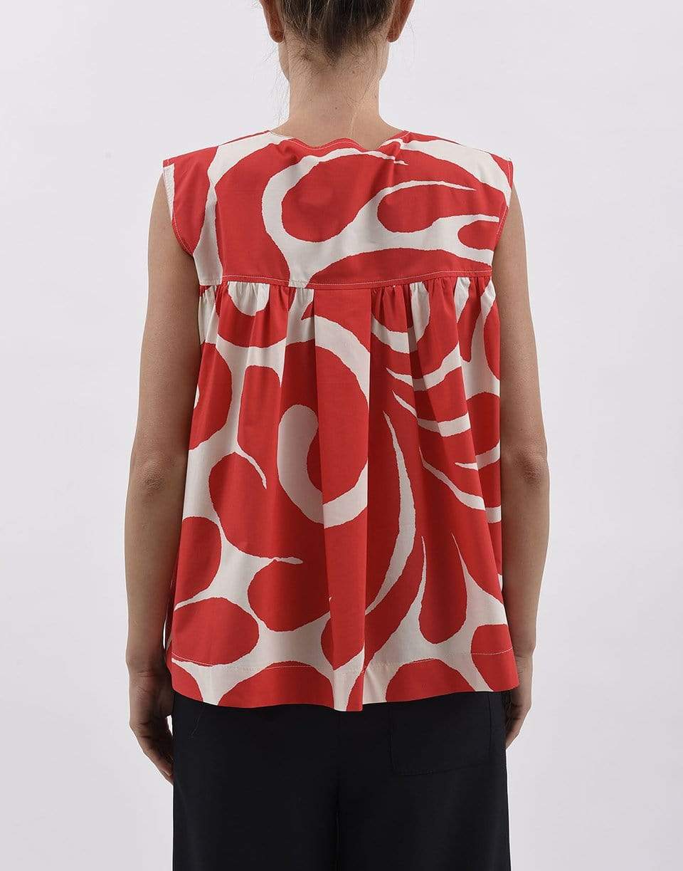 MARNI-Crimson Sleeveless Crewneck Printed Tank-