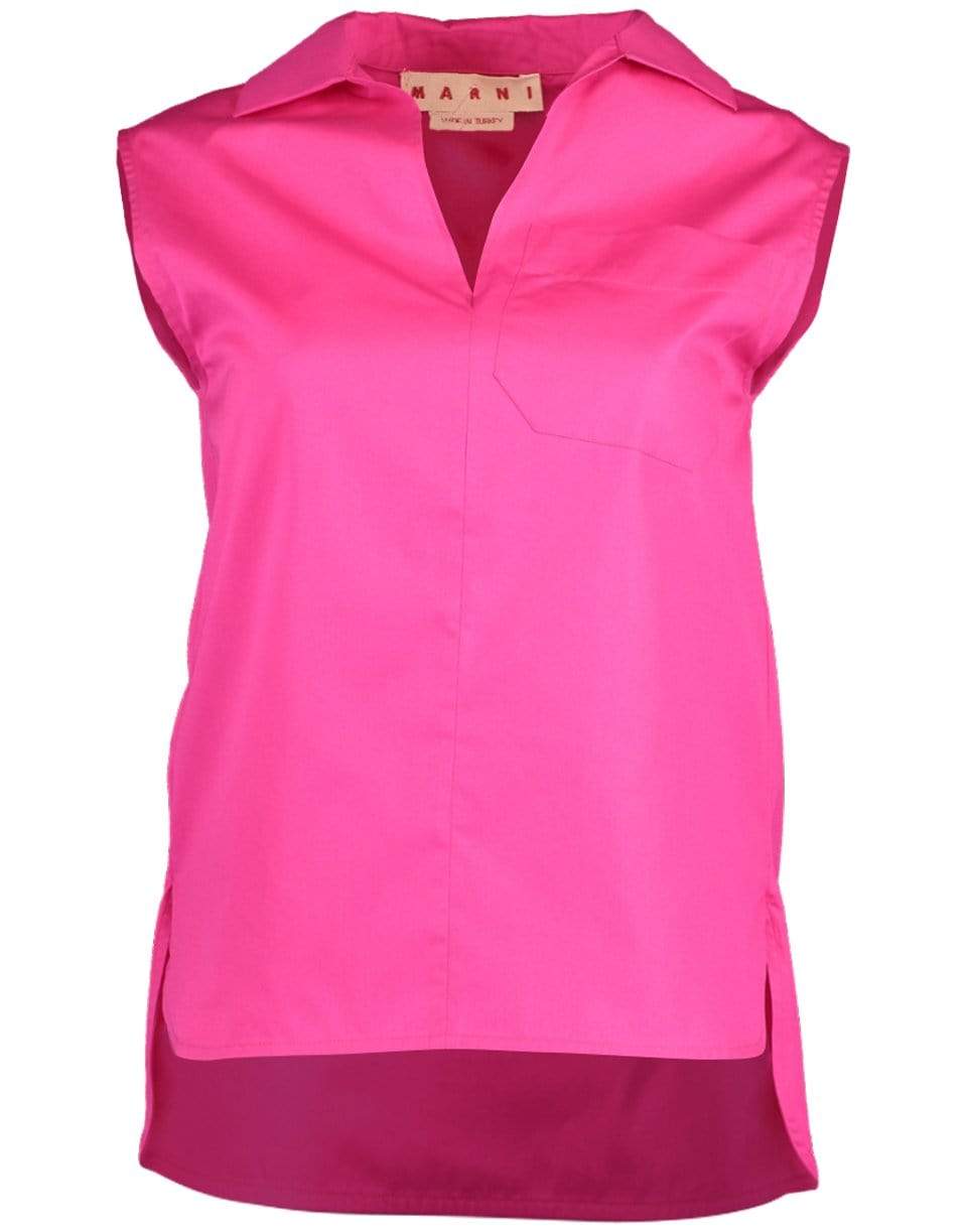 MARNI-Cotton Poplin Collared Tank Top-