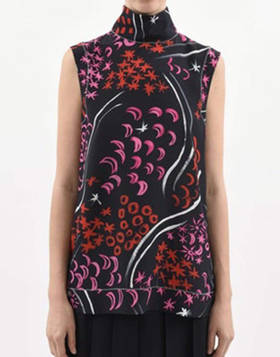 MARNI-Sleeveless Floral Print Turtleneck Tunic-