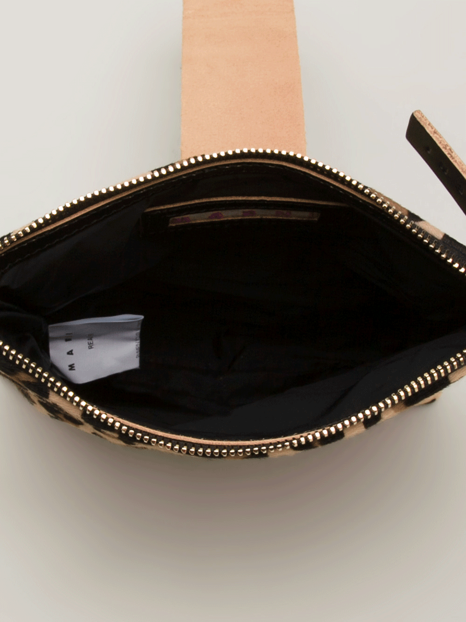 MARNI-Leopard Pouchette-SAND/BLK