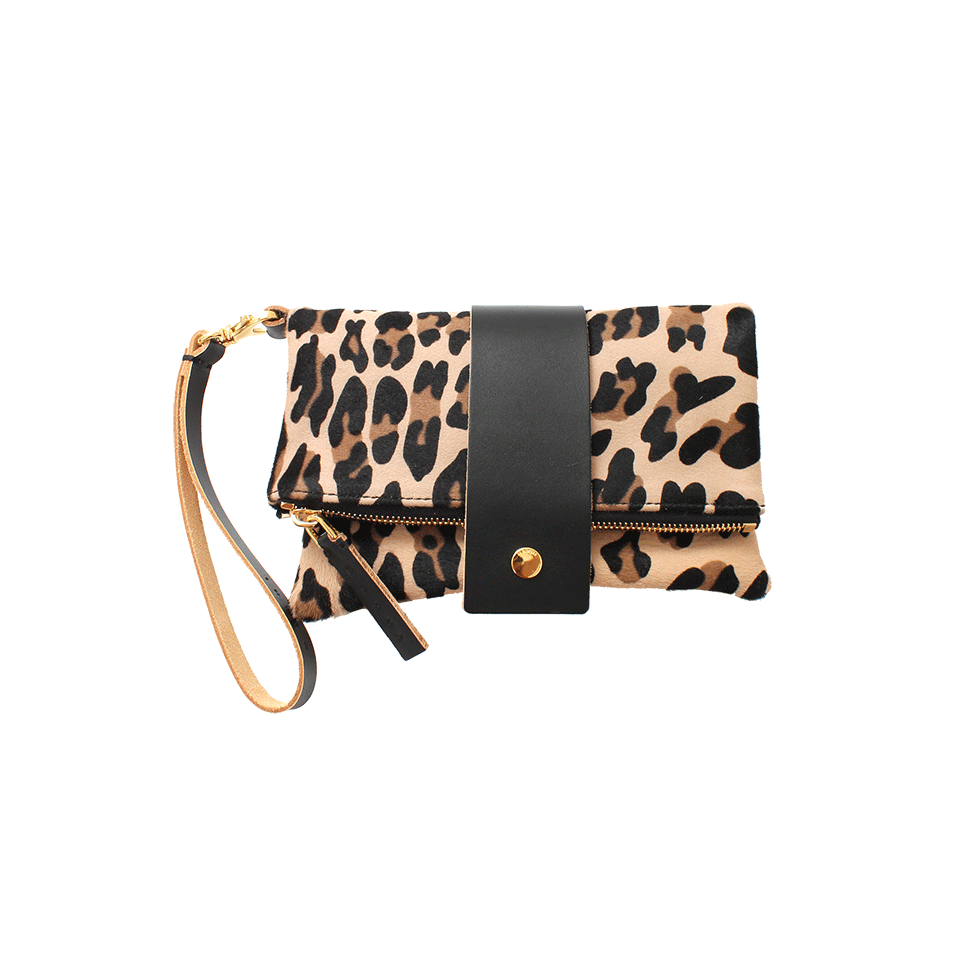 MARNI-Leopard Pouchette-SAND/BLK
