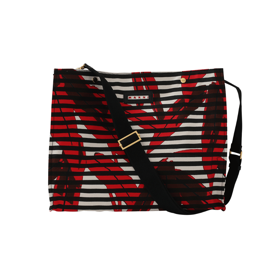 MARNI-Striped Canvas Tote-RED