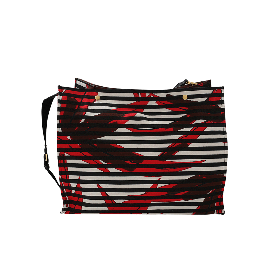 MARNI-Striped Canvas Tote-RED