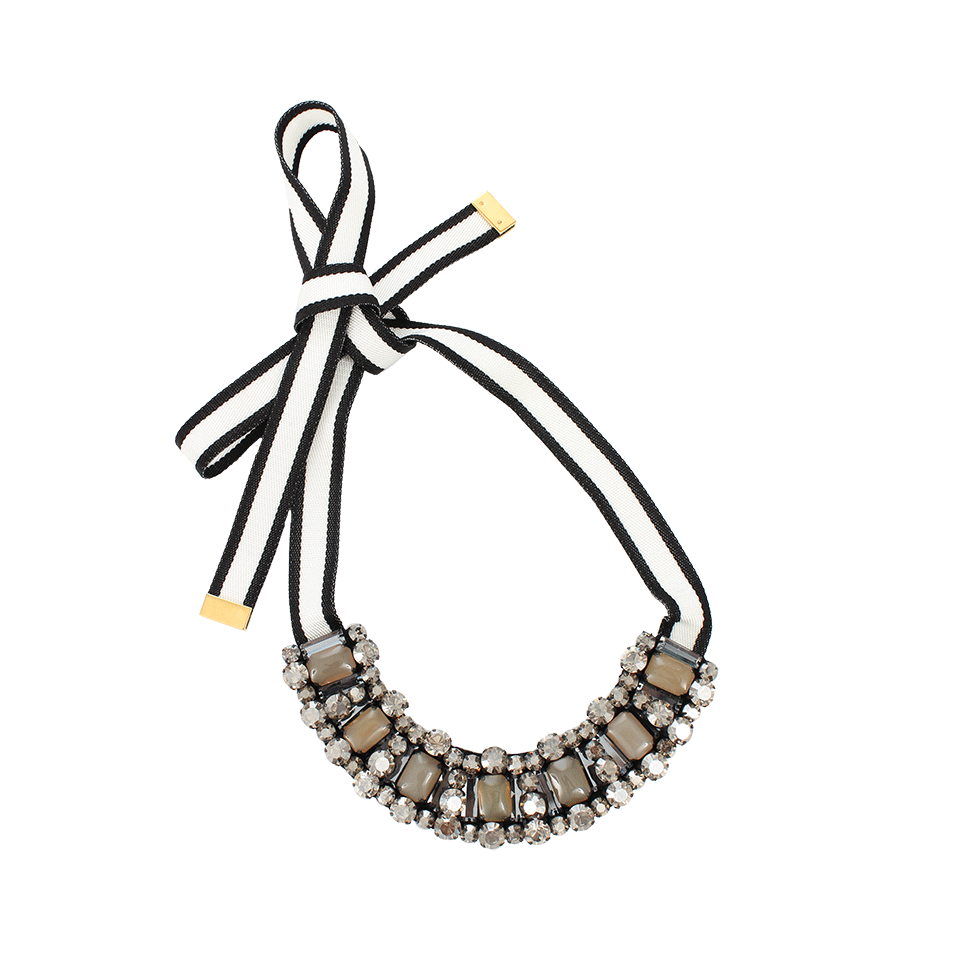 MARNI-Ribbon Necklace With Stones-BLK/WHT