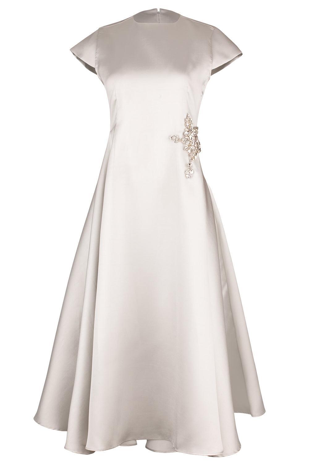 Cap Sleeve Midi Embellished Dress-SILVER-4-CLOTHINGDRESSCOCKTAIL-MARQUES ALMEIDA