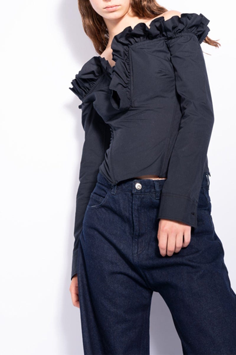 MARQUES ALMEIDA-V Neck Ruffle Blouse-
