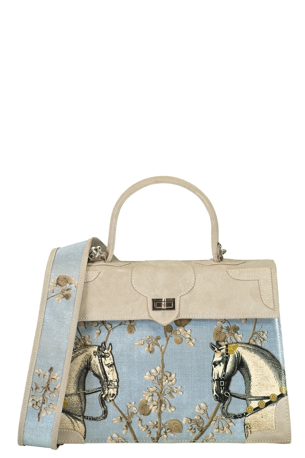 MARQUISE PARIS-Rencontre Equestre Top Handle Bag - Bleu Aqua Pearl-PEARL