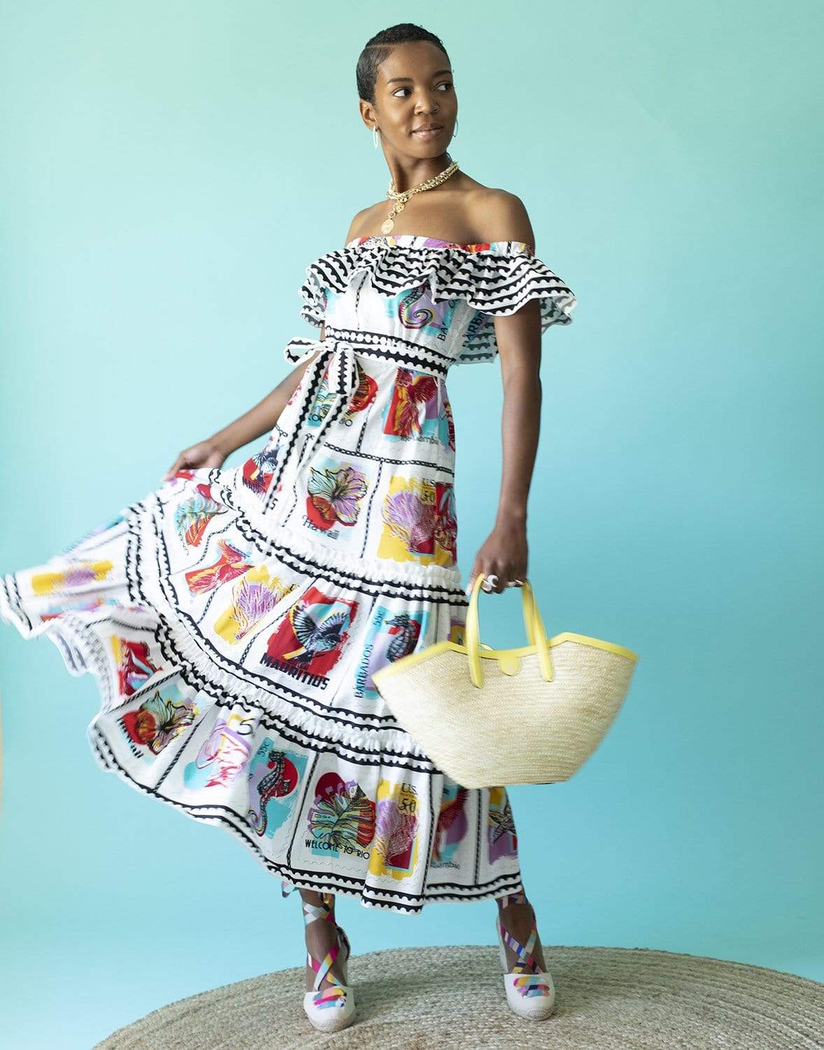 MARY KATRANTZOU-Animal Stamps Cannes Dress-