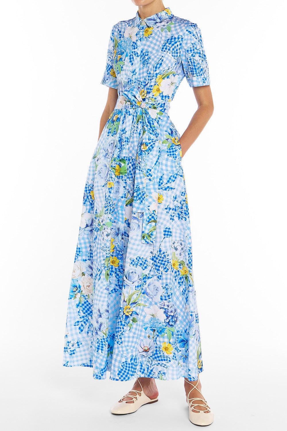 Como Maxi Dress - Fleur Blueberry-BLUE-4-CLOTHINGDRESSCASUAL-MARY KATRANTZOU