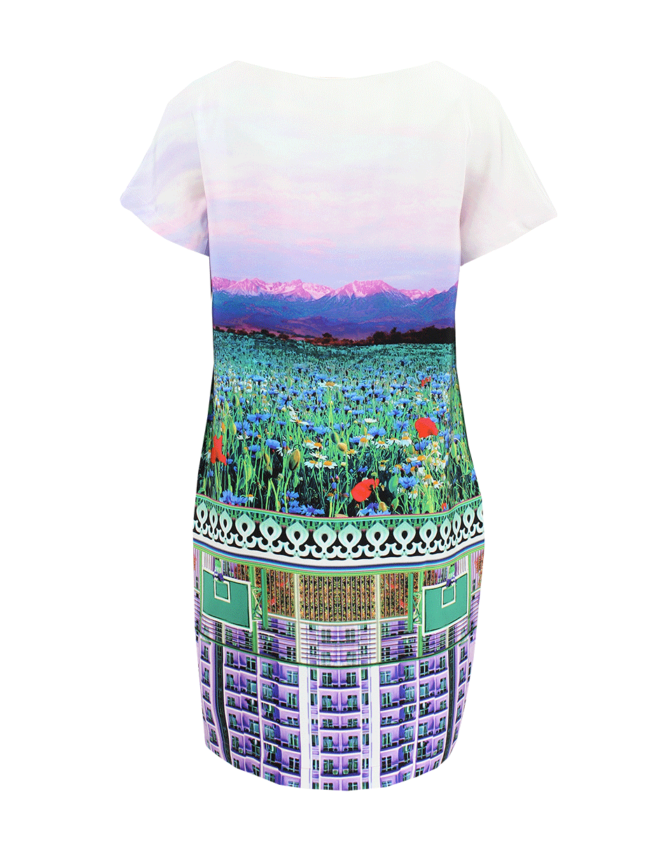 MARY KATRANTZOU-Short Sleeve Satin Shift Dress-