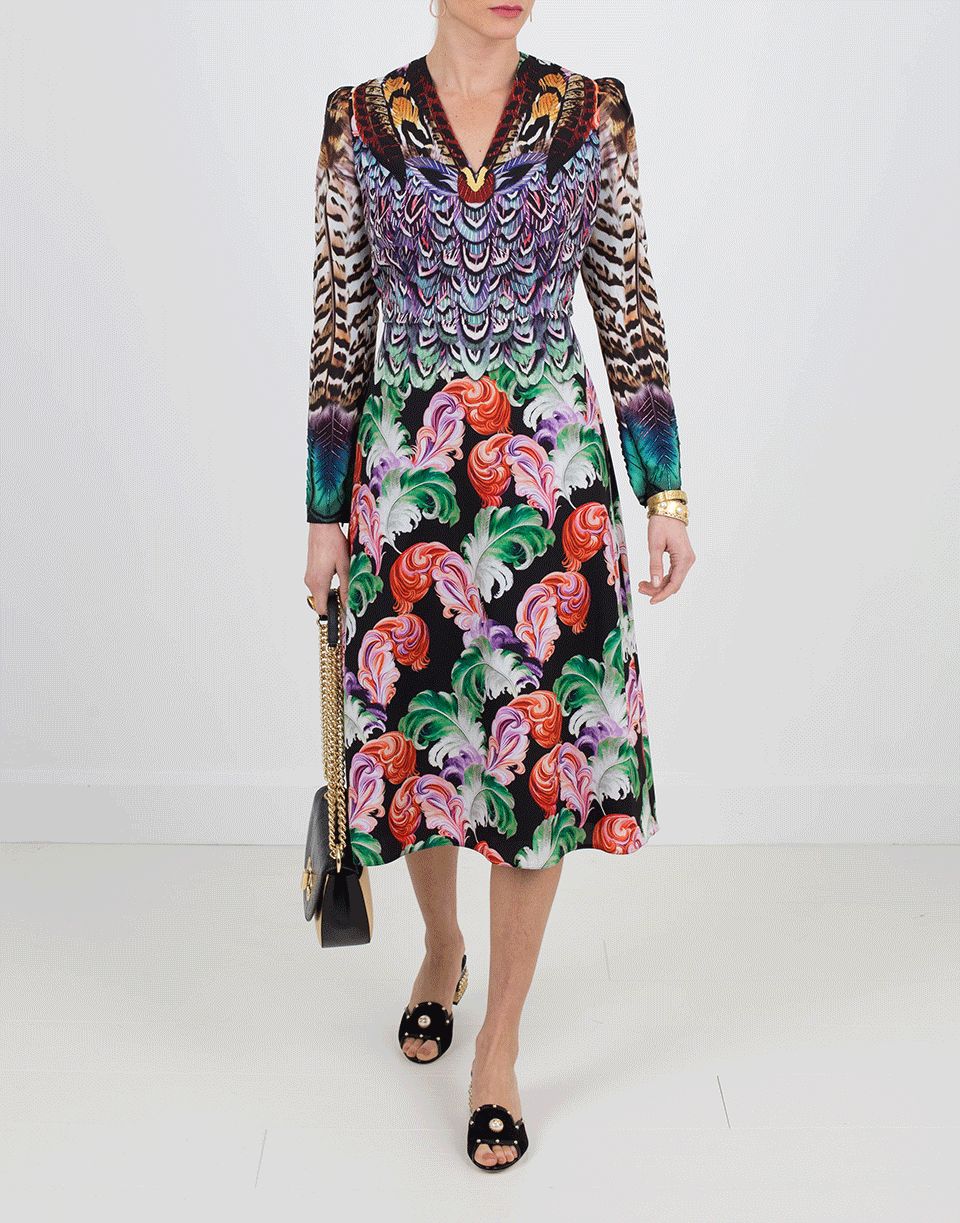 MARY KATRANTZOU-Pheasant Dress-PEACOCK