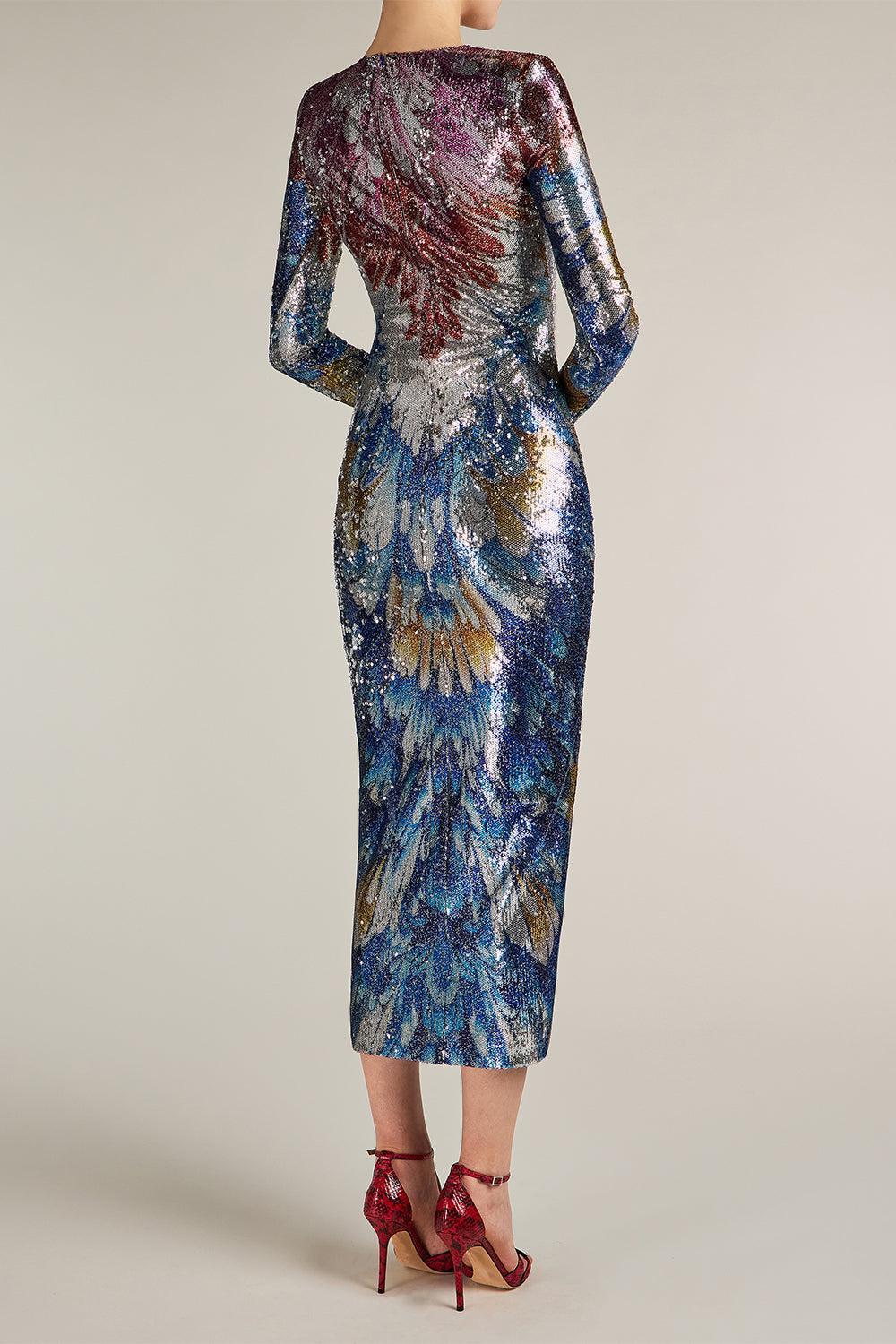 Lico Sequin Long Sleeve Midi Dress-NOVELTY-2-CLOTHINGDRESSCOCKTAIL-MARY KATRANTZOU