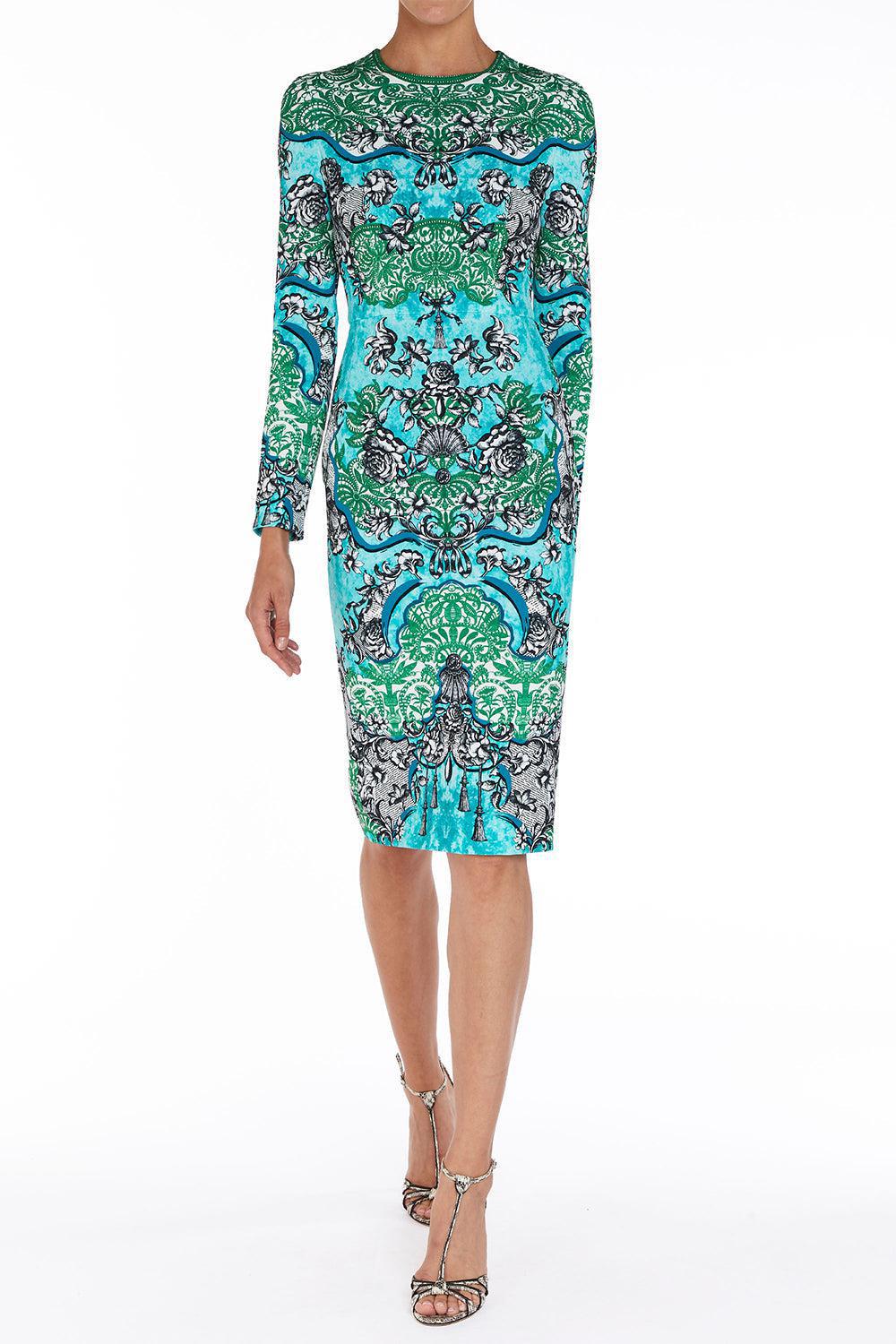 MARY KATRANTZOU-Naomi Dress - Rocaille Lace Cyan-