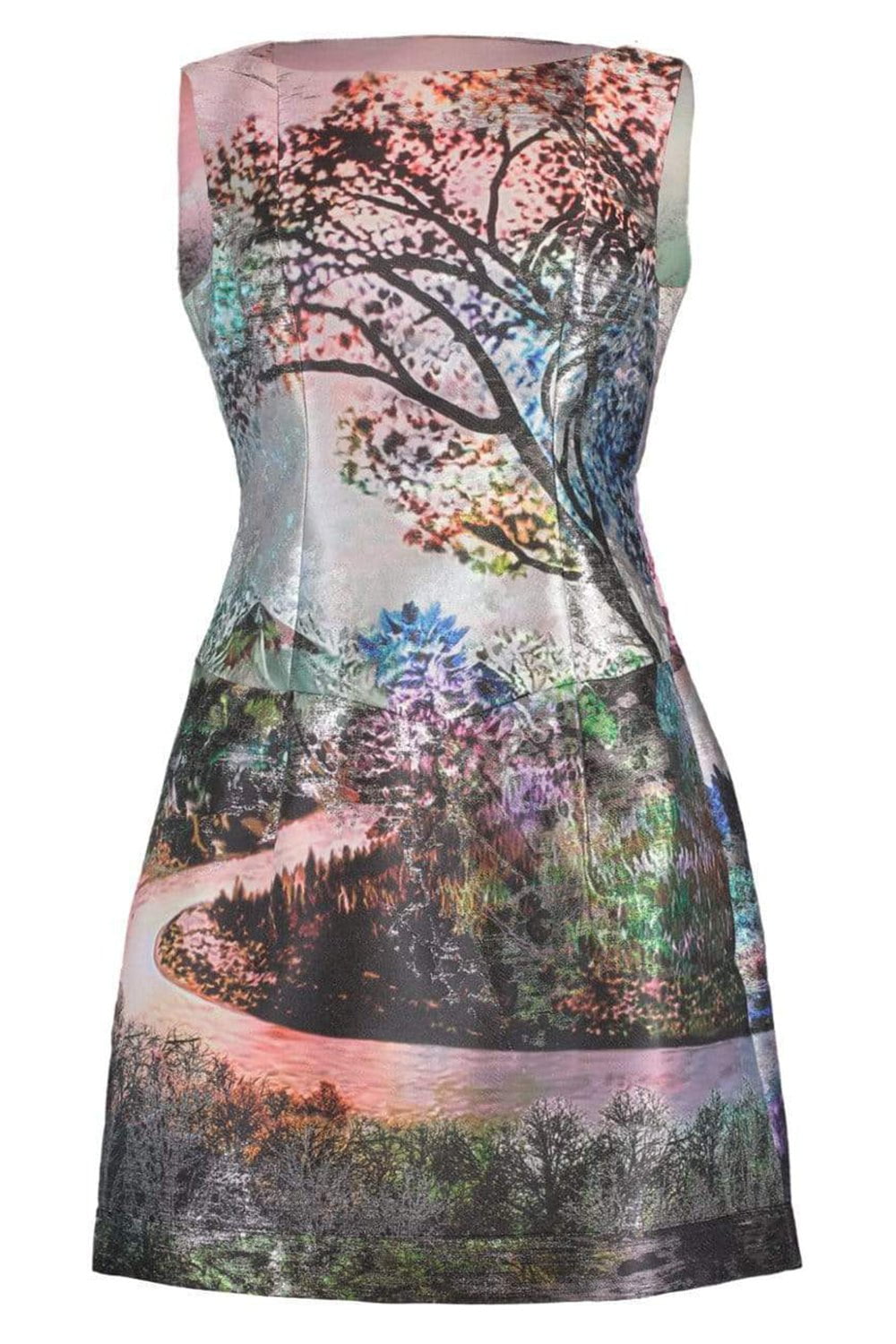 MARY KATRANTZOU-Sleeveless Kardia Tree Print Dress-MULTI