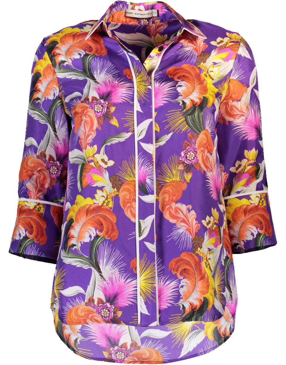 MARY KATRANTZOU-Rita Silk Twill Top-