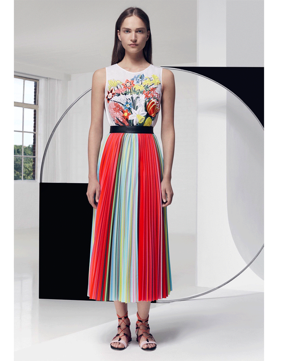 MARY KATRANTZOU-Pleated Stripe Skirt-