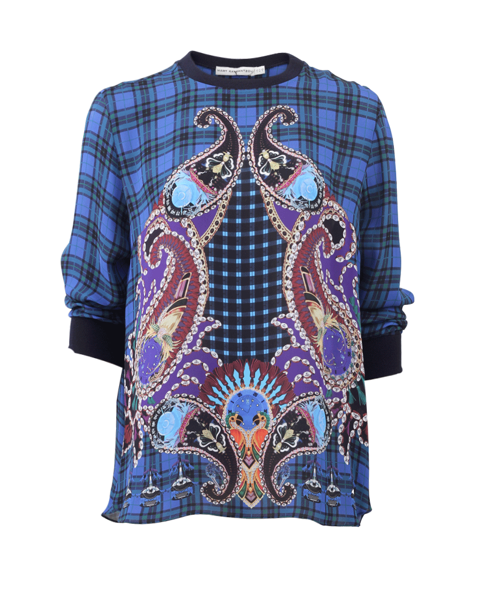 MARY KATRANTZOU-Plaid Silk Pullover-