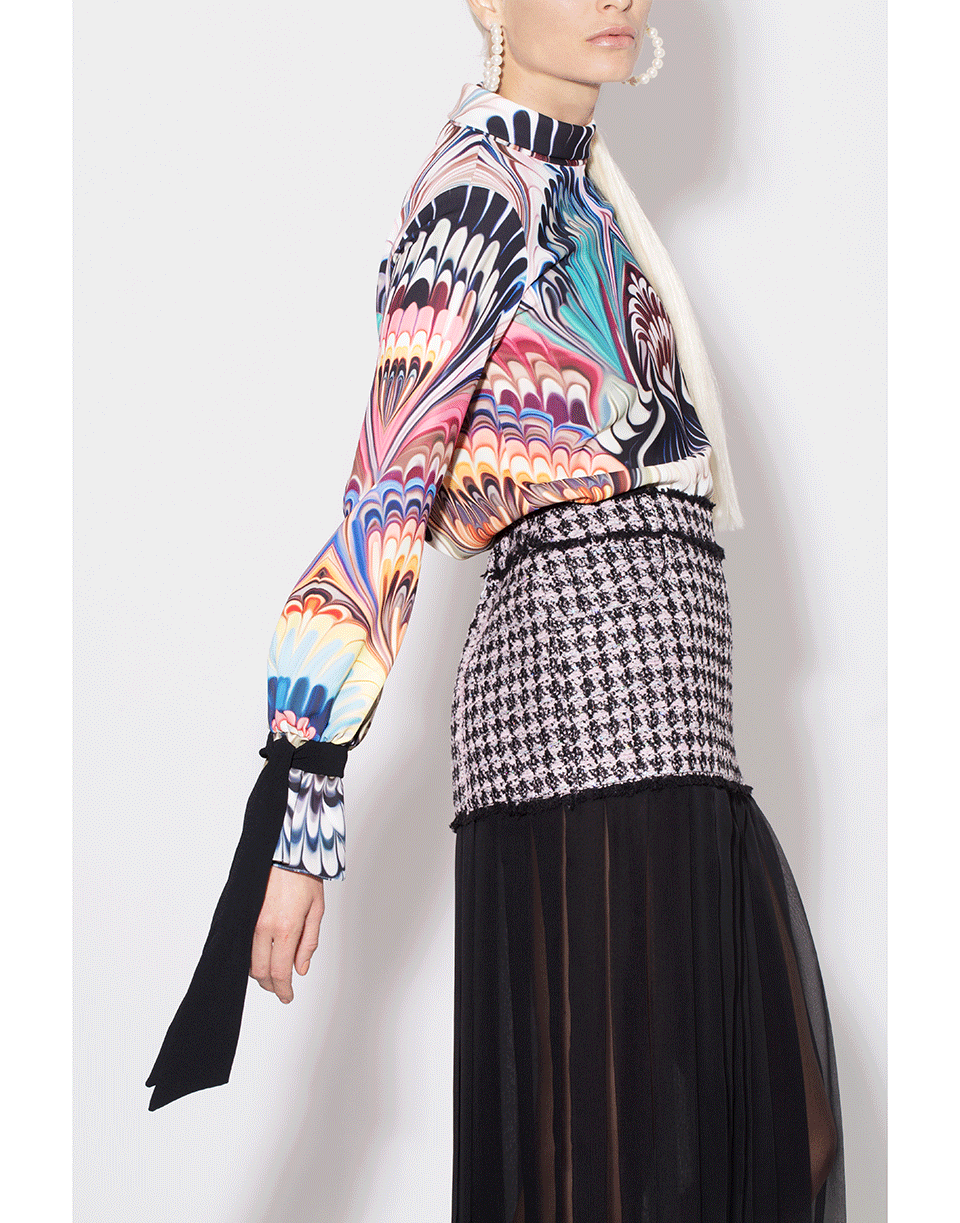 MARY KATRANTZOU-Tie Sleeve Print Top-