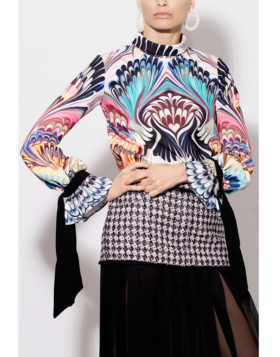 MARY KATRANTZOU-Tie Sleeve Print Top-
