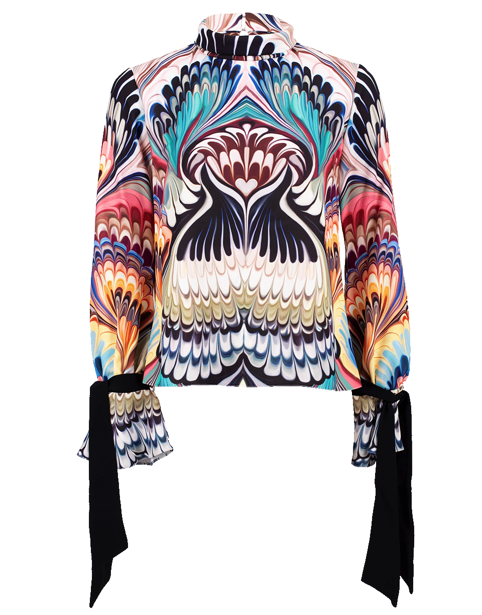 MARY KATRANTZOU-Tie Sleeve Print Top-