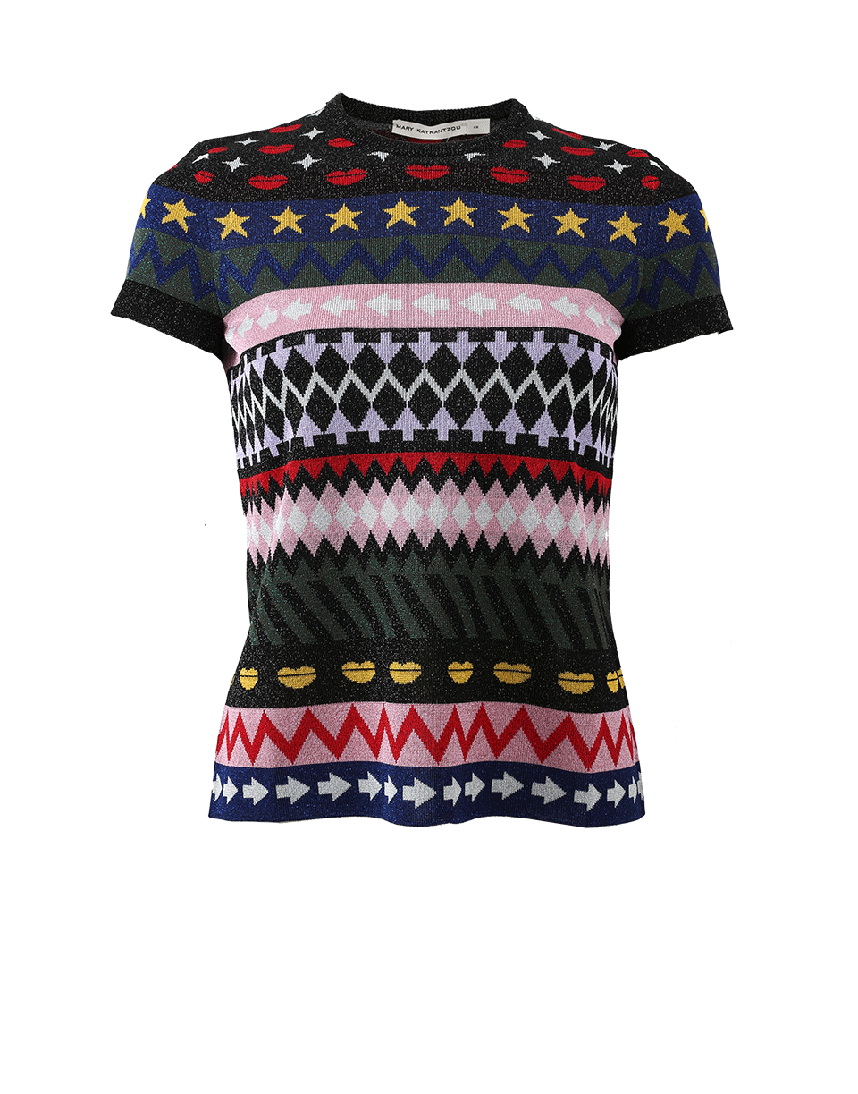 MARY KATRANTZOU-Pedro Printed Striped Top-