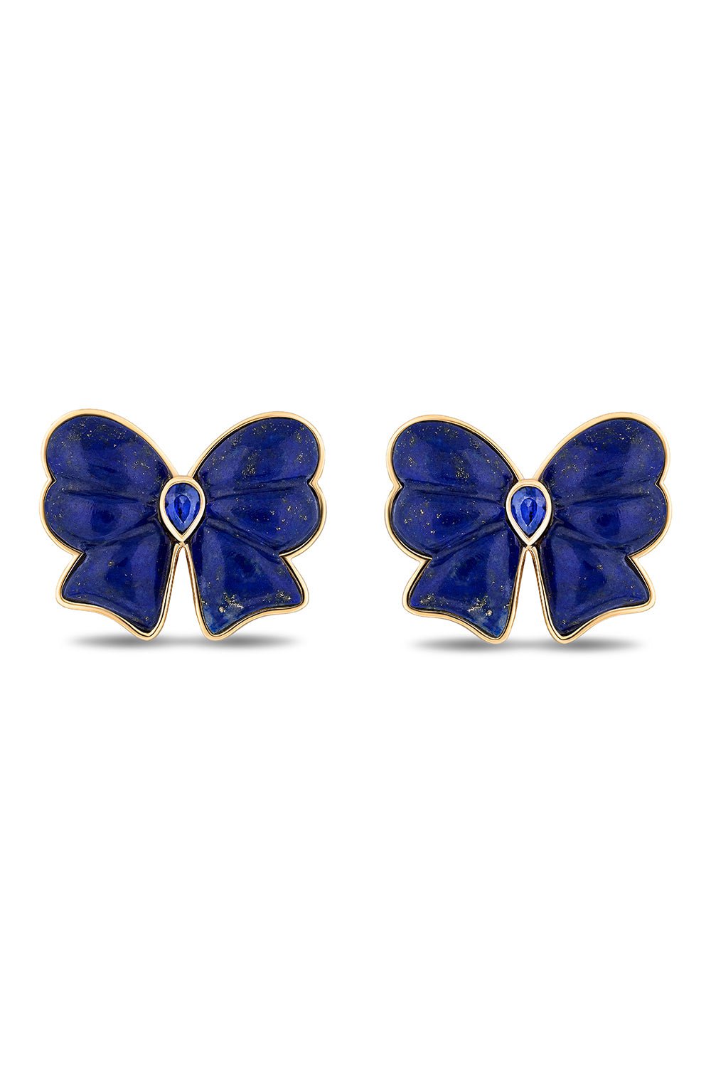 MASON & BOOKS-Berkeley Lapis Bow Stud Earrings-YELLOW GOLD