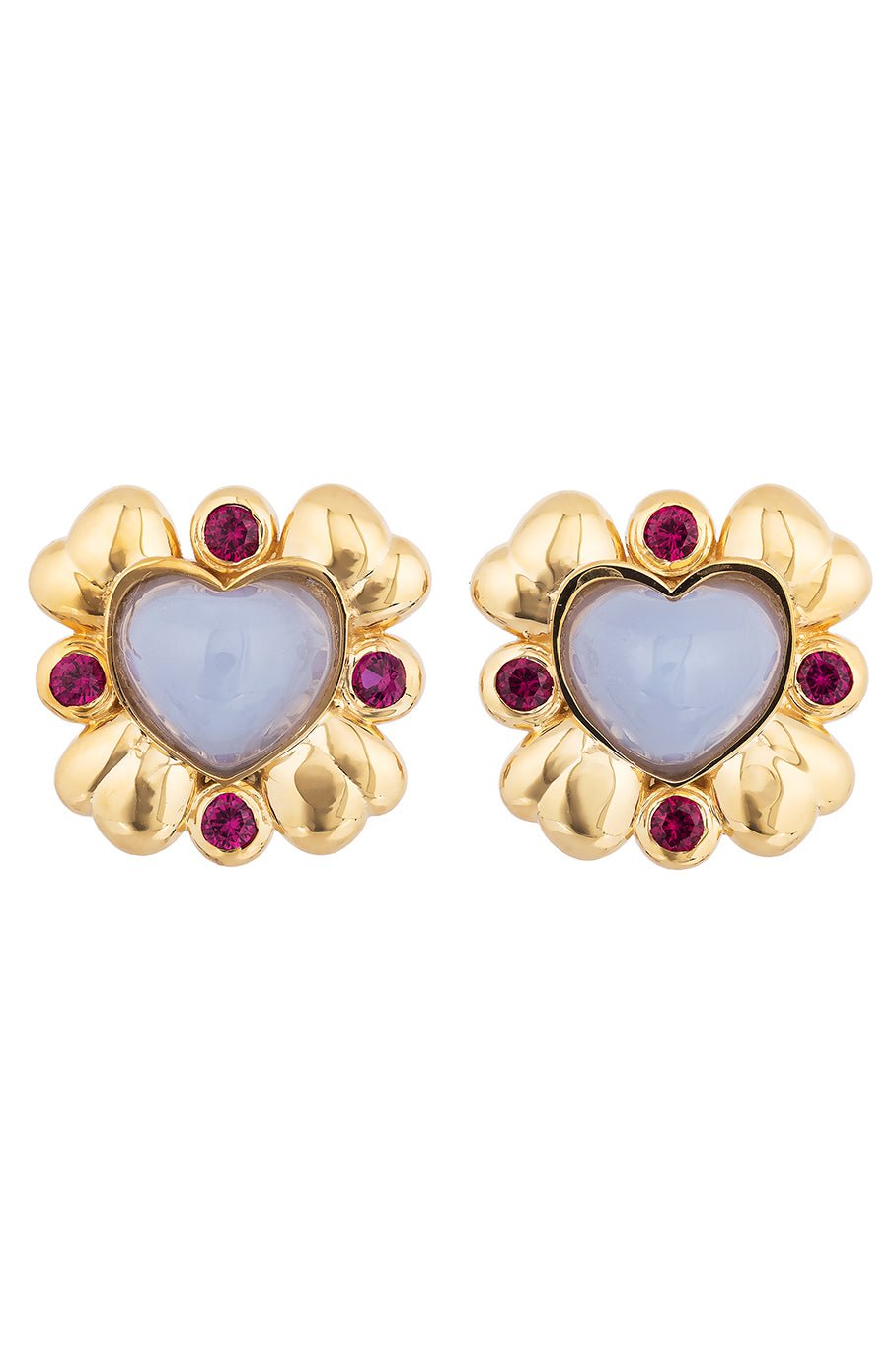 MASON & BOOKS-Blooming Heart Stud Earrings-YELLOW GOLD