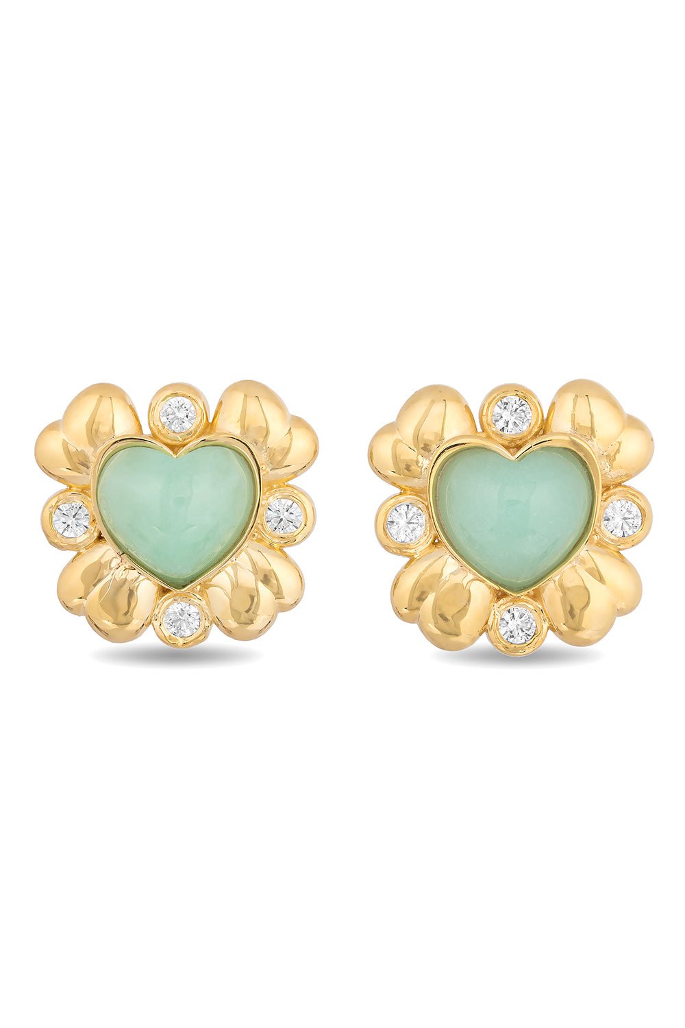 MASON & BOOKS-Blooming Heart Stud Earrings-YELLOW GOLD