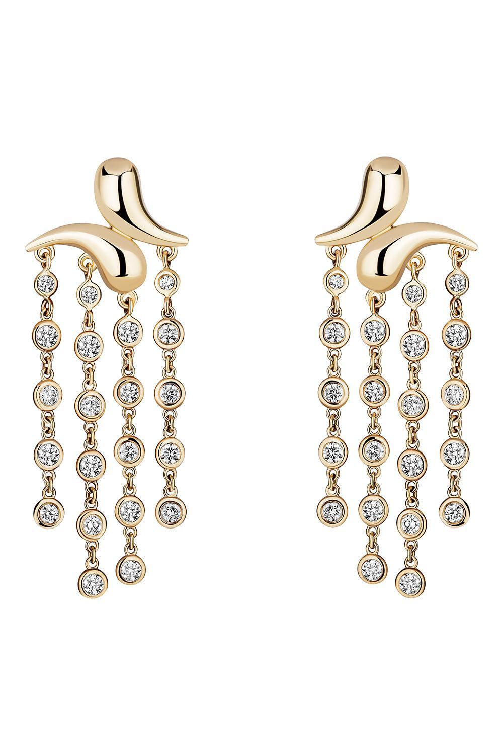 Diamond Boomerang Tassel Drop Earrings-YELLOW GOLD-JEWELRYFINE JEWELEARRING-MASON & BOOKS