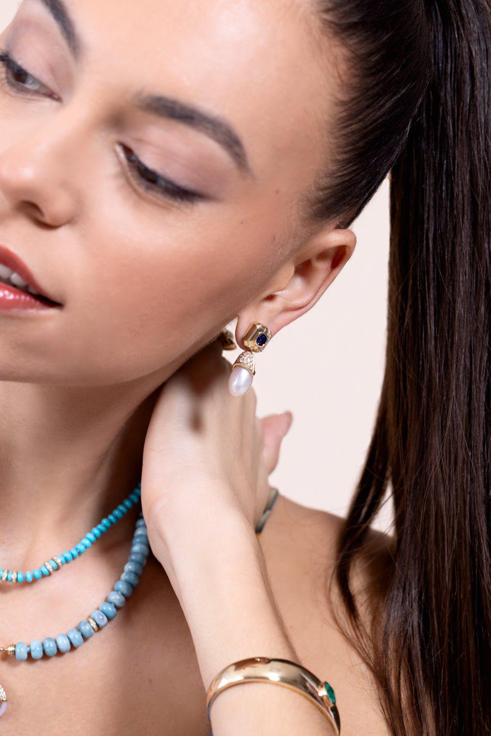 MASON & BOOKS-Scottie Pearl Drop Earrings-YELLOW GOLD