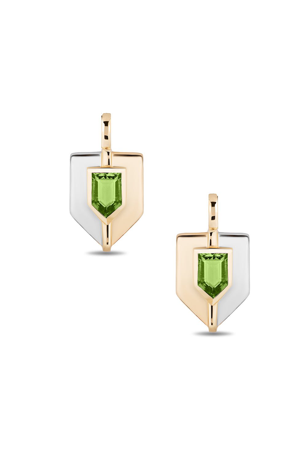 MASON & BOOKS-Shield Earrings - Peridot-YELLOW GOLD