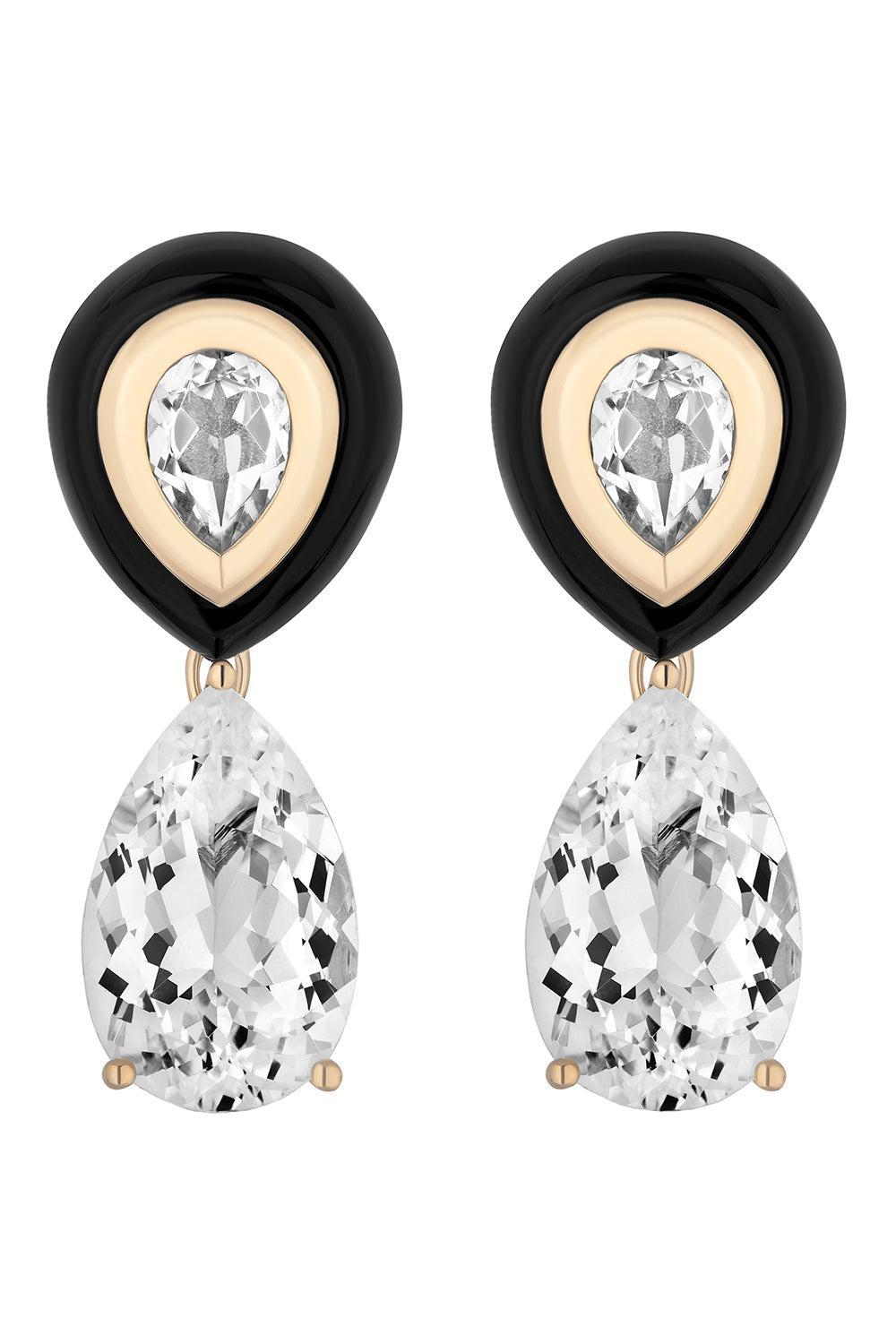 Topaz Onyx Adela Drip Drop Earrings-YELLOW GOLD-JEWELRYFINE JEWELEARRING-MASON & BOOKS