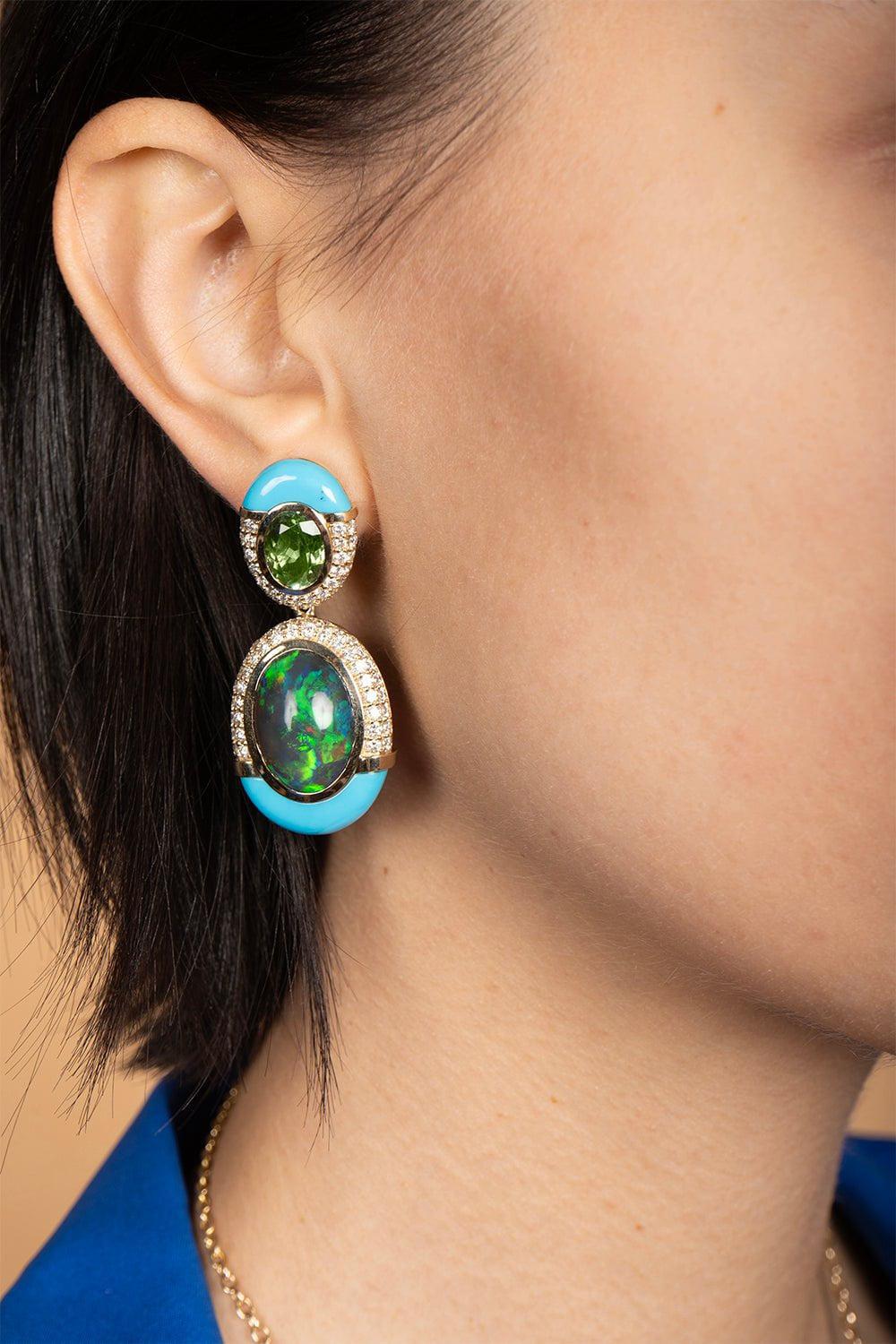 MASON & BOOKS-Tourmaline Drip Drop Earrings-YELLOW GOLD