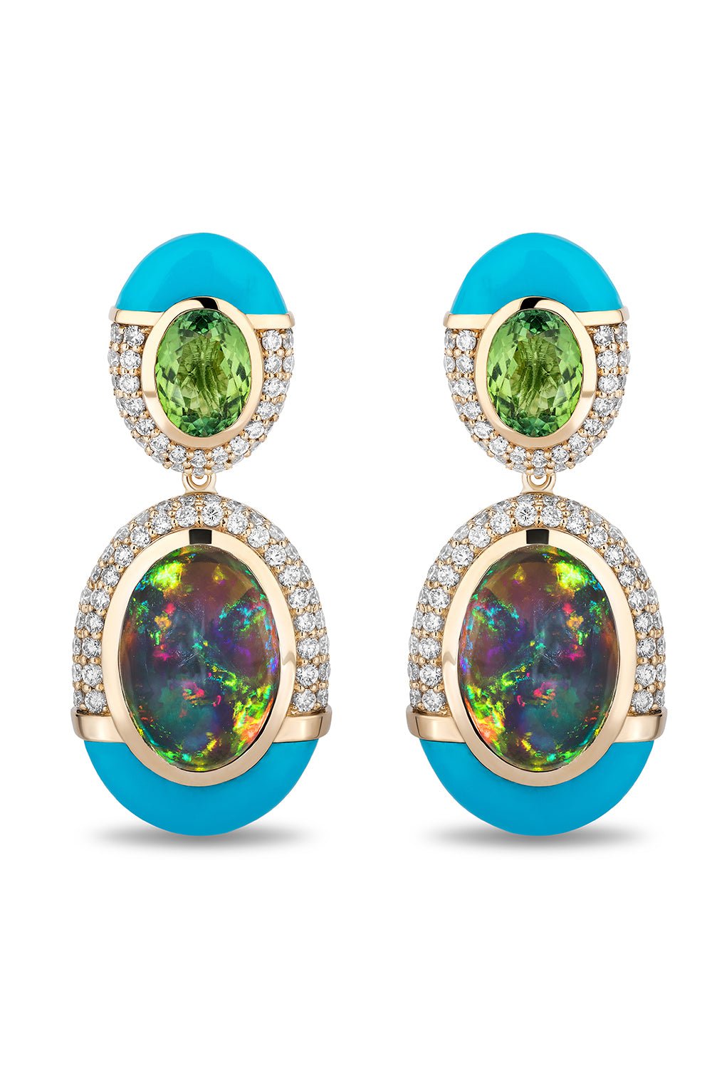 MASON & BOOKS-Tourmaline Drip Drop Earrings-YELLOW GOLD