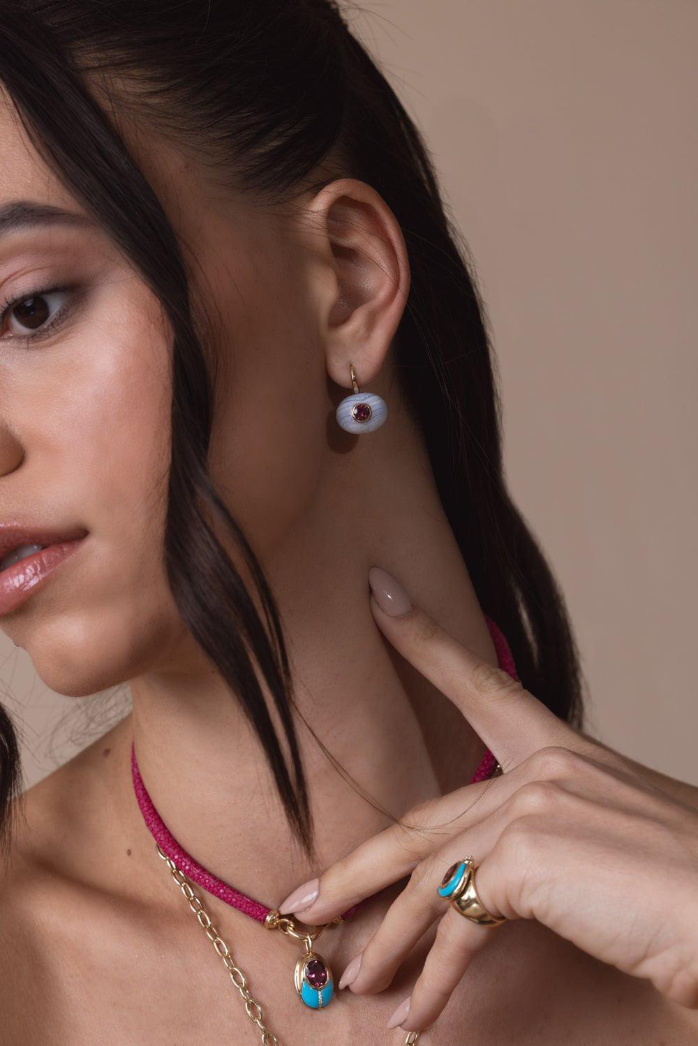 MASON & BOOKS-Tourmaline Milestone Drop Earrings-YELLOW GOLD