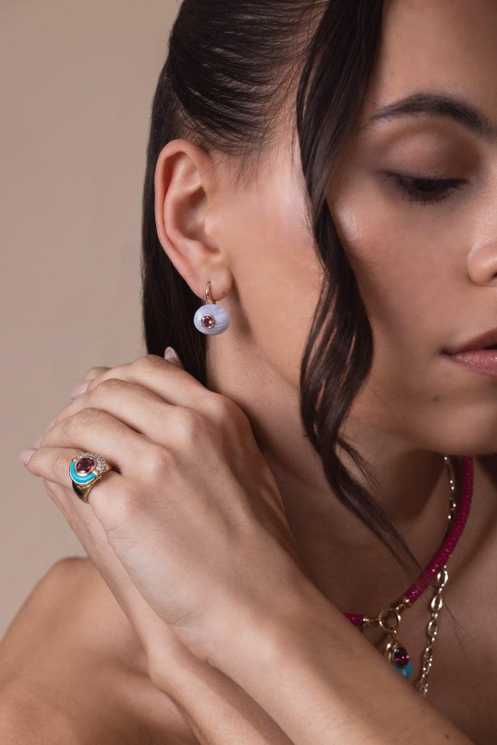 MASON & BOOKS-Tourmaline Milestone Drop Earrings-YELLOW GOLD