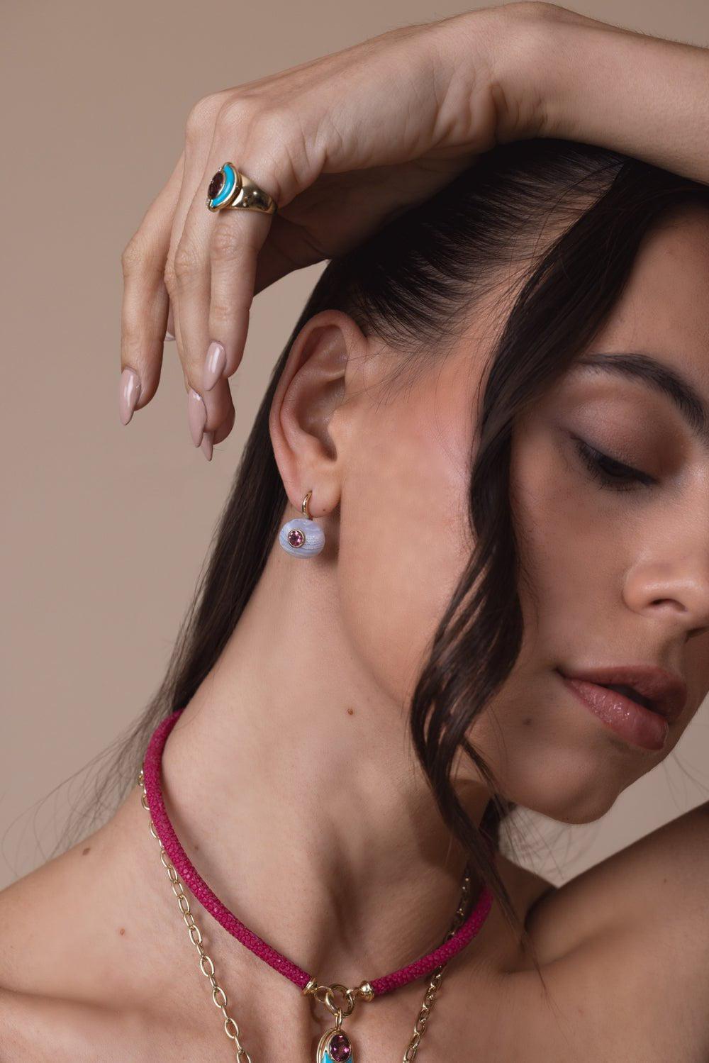 MASON & BOOKS-Tourmaline Milestone Drop Earrings-YELLOW GOLD