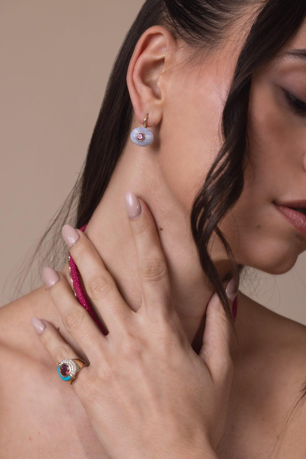 MASON & BOOKS-Tourmaline Milestone Drop Earrings-YELLOW GOLD