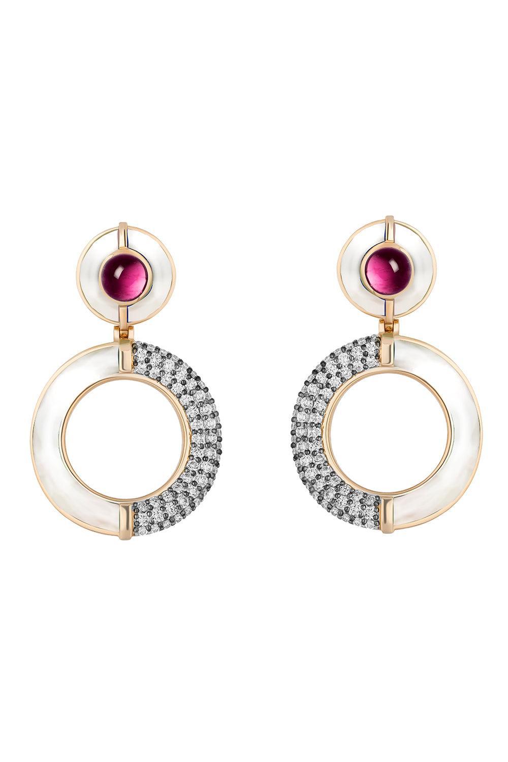 Tourmaline Pearl Sugar And Spice Statement Earrings-YELLOW GOLD-JEWELRYFINE JEWELEARRING-MASON & BOOKS