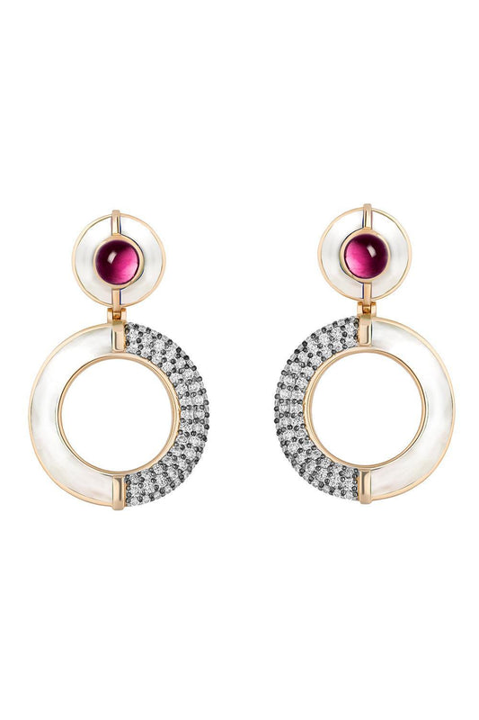 Tourmaline Pearl Sugar And Spice Statement Earrings-YELLOW GOLD-JEWELRYFINE JEWELEARRING-MASON & BOOKS