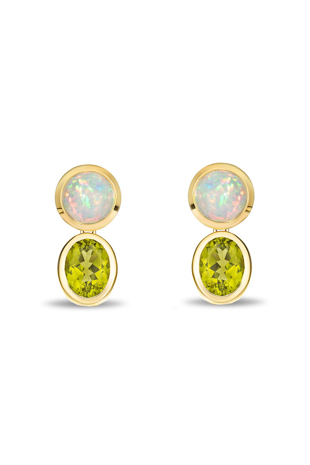 MASON & BOOKS-Lime Opal Drip Drop Statement Earrings-YELLOW GOLD