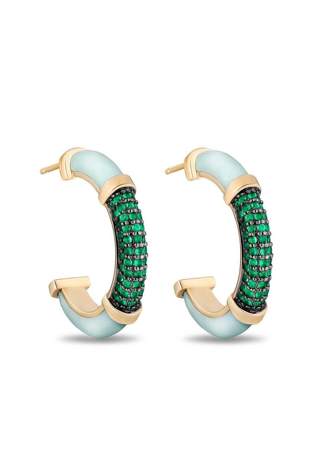MASON & BOOKS-Sugar and Spice Emerald Hoop Earrings-YELLOW GOLD