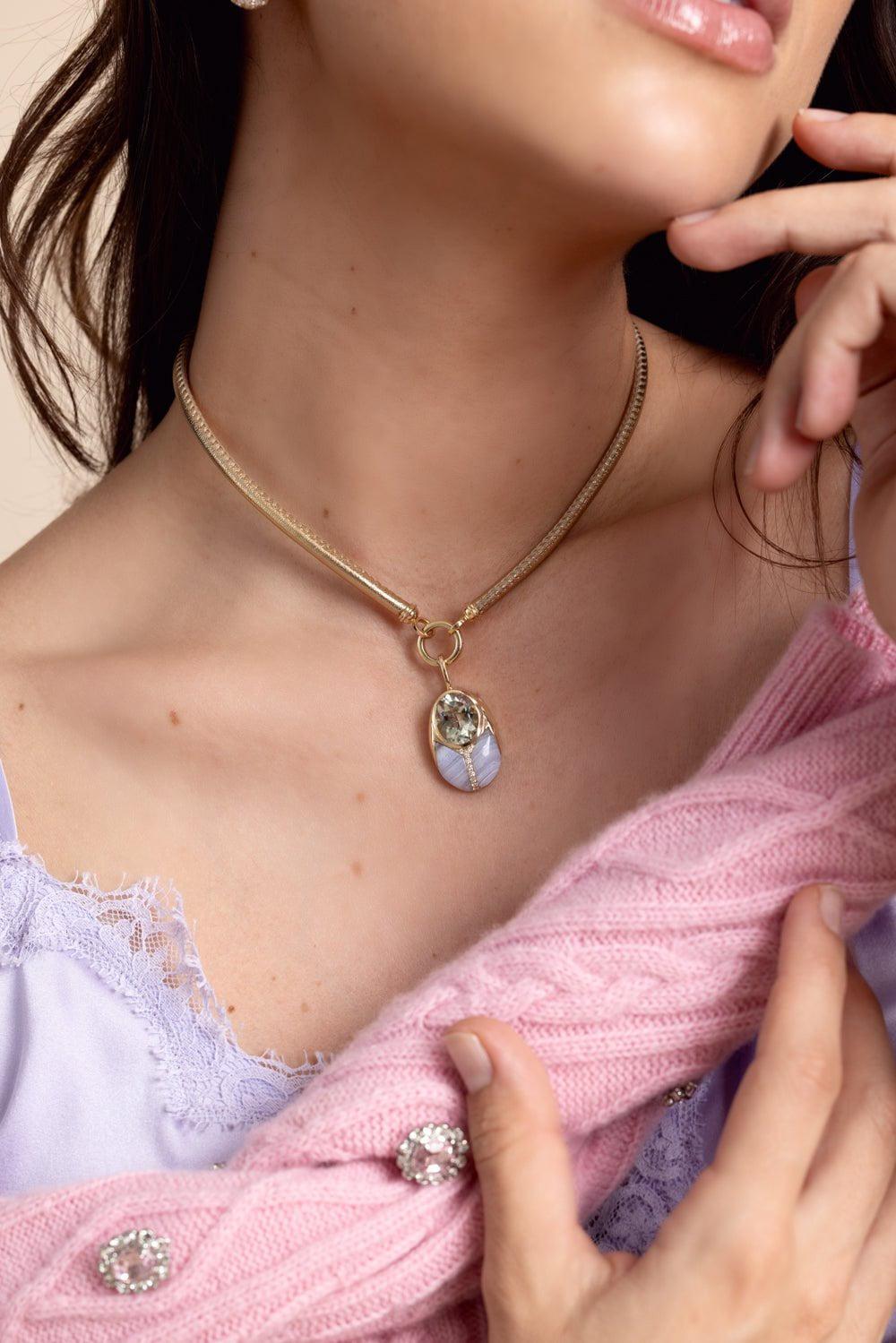 MASON & BOOKS-Italian Leather Torque Collar Necklace-YELLOW GOLD