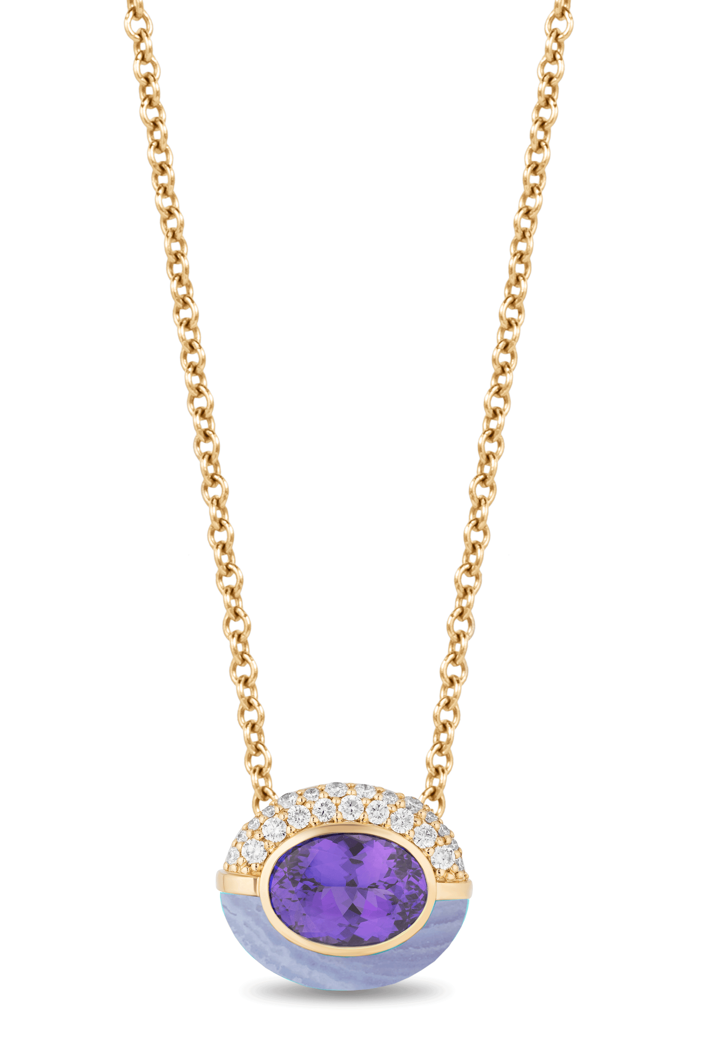 Amethsyt Sugar And Spice Oval Necklace-YELLOW GOLD-16-JEWELRYFINE JEWELNECKLACE O-MASON & BOOKS