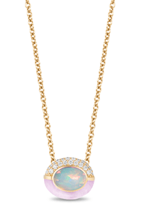 Pink Opal Sugar And Spice Neklace-YELLOW GOLD-16-JEWELRYFINE JEWELNECKLACE O-MASON & BOOKS