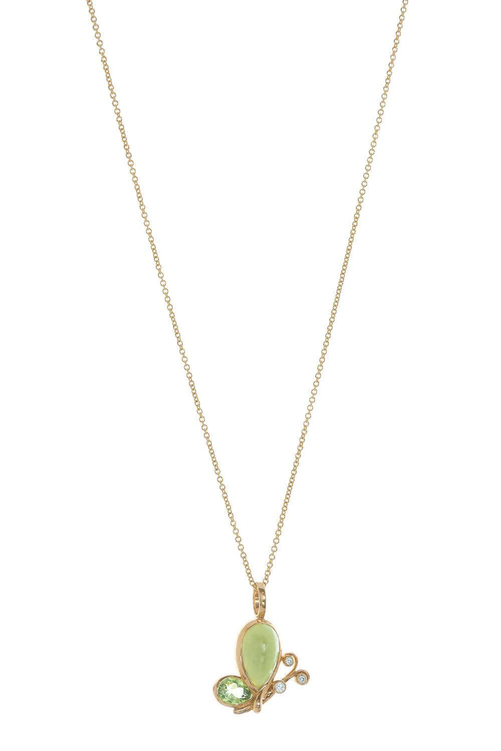 Lime Opal Small Butterfly Effect Pendant Necklace-YELLOW GOLD-18-JEWELRYFINE JEWELNECKLACE O-MASON & BOOKS