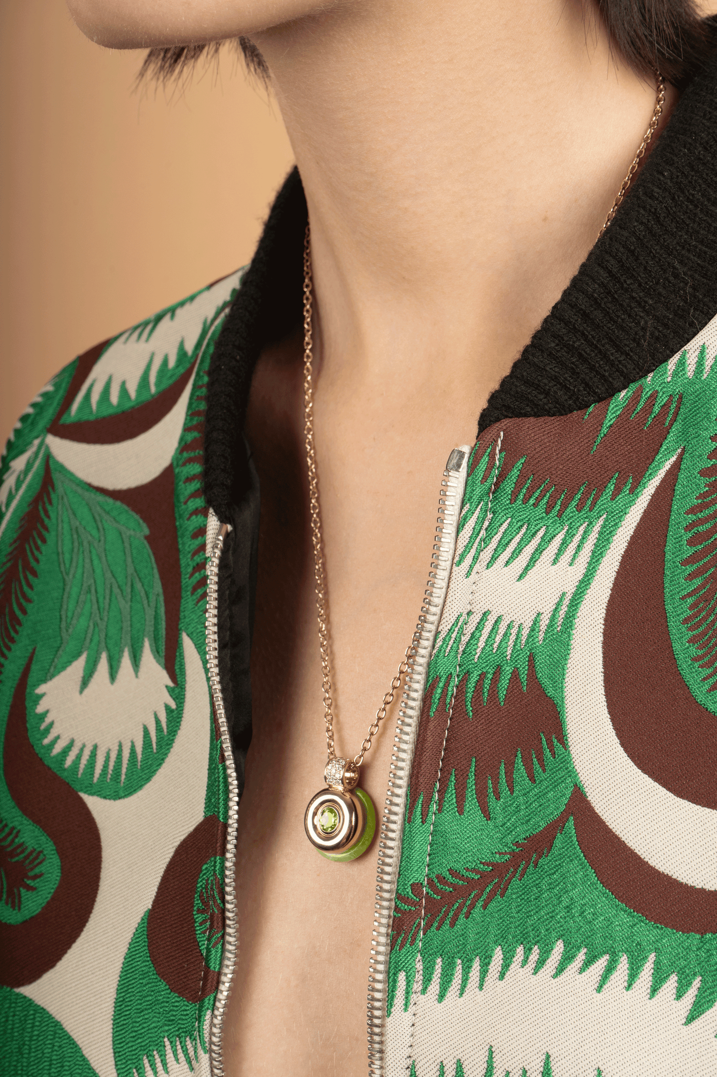 Peridot Mini Donut Pendant Necklace-YELLOW GOLD-18-JEWELRYFINE JEWELNECKLACE O-MASON & BOOKS
